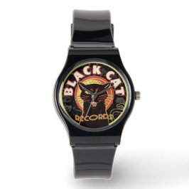 Black Cat Platten Watch - Retro Vinyl Jazz (Unisex Armbanduhr