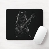 Black Cat Playing Electric Guitar Gothic Rocker Mousepad (Mit Mouse)