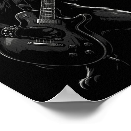 Black Cat Playing Electric Guitar Gothic Rocker  Poster (Ecke)