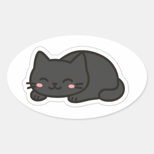 Black Cat PNG Sticker – Cute Kawaii Cat Loaf (Vorderseite)