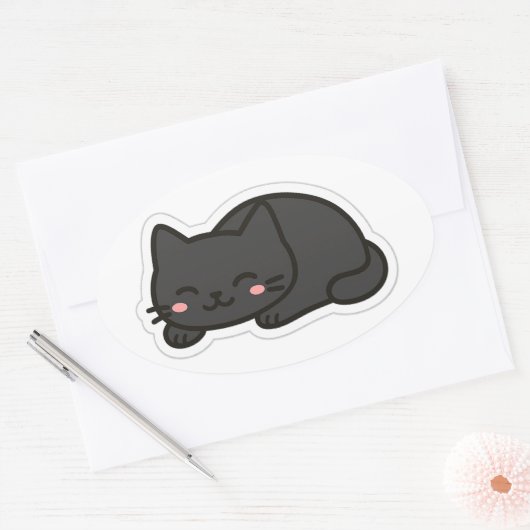 Black Cat PNG Sticker – Cute Kawaii Cat Loaf (Umschlag)
