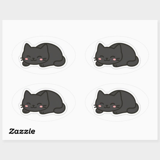 Black Cat PNG Sticker – Cute Kawaii Cat Loaf (Blatt)