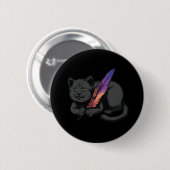 Black Cat Poet Button (Vorne & Hinten)