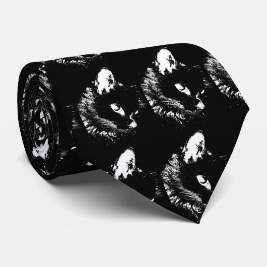 Black Cat Pop Art Krawatte (Gerollt)