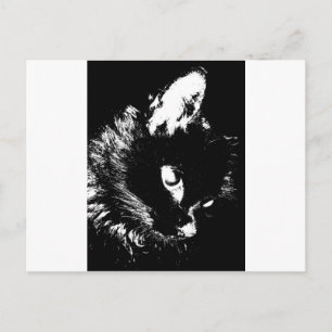 Black Cat Pop Art Postkarte