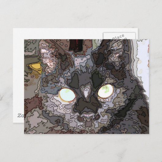 Black Cat Pop Art Postkarte (Vorne/Hinten)