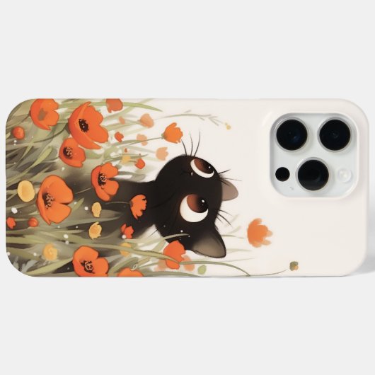 Black Cat Poppy Meadow Case-Mate iPhone Hülle (Rückseite (Horizontal))