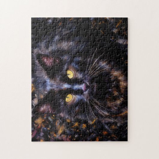 Black Cat Portrait Cat Art Puzzle (Vertikal)
