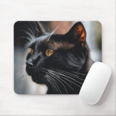 Black Cat Portrait Mousepad (Mit Mouse)