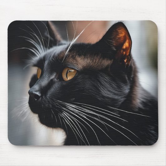 Black Cat Portrait Mousepad (Vorne)