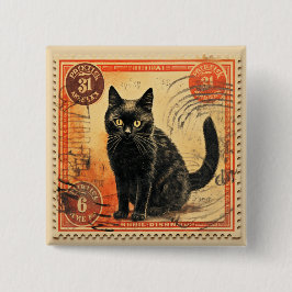 Black Cat Postage Briefmarke A Button
