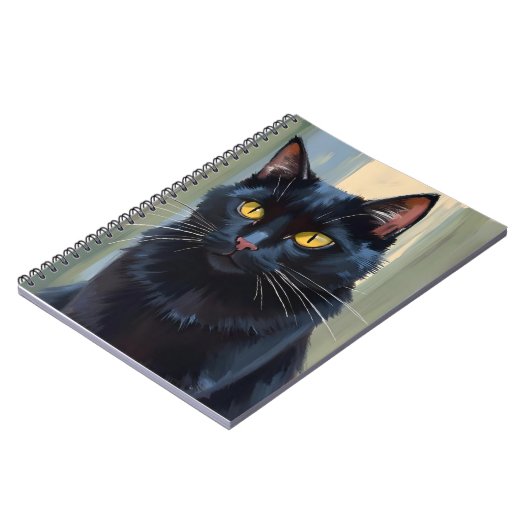 Black Cat | Pretty Kitten Watercolor Notizblock (Linke Seite)