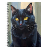 Black Cat | Pretty Kitten Watercolor Notizblock (Vorderseite)