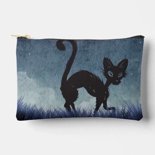 Black Cat Print Cut & Seeing Tote Bag - Niedlich C Zubehörtasche (Vorderseite)