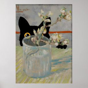 Black Cat Print Van Gogh Still Life Poster