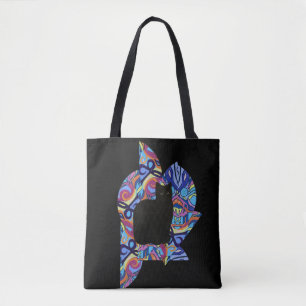 Black Cat Psychedelic Maureen Girard Colorful Tasche