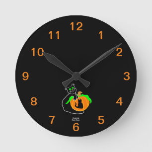 Black Cat Pumpkin Acrylic Wall Clock Runde Wanduhr