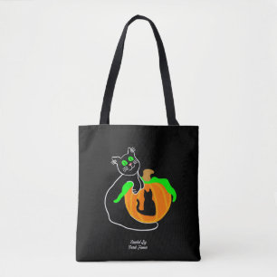 Black Cat Pumpkin All-Over-Print Tote Bag Tasche