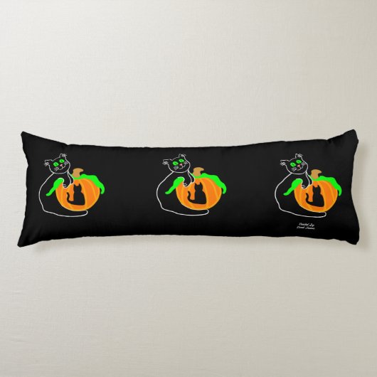 Black Cat Pumpkin Body Pillow Seitenschläferkissen (Vorderseite)