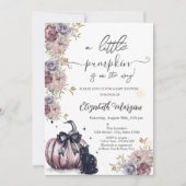 Black Cat Pumpkin Bow Blume Kinderdusche Einladung (Vorderseite)