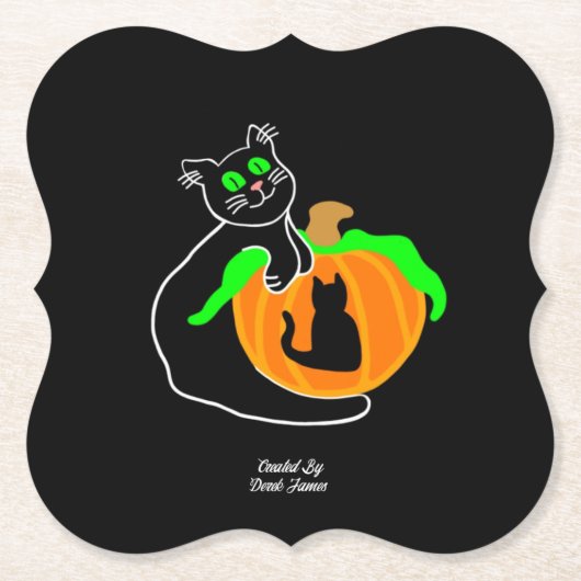 Black Cat Pumpkin Bracket Paper Untersetzer (Vorderseite)