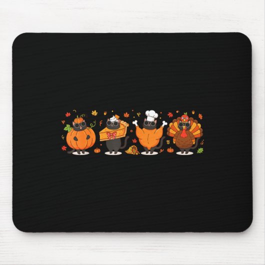 Black Cat Pumpkin E Turkey Thanksgiving Fall Cat L Mousepad (Vorne)