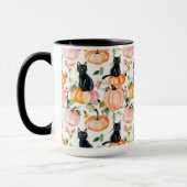 Black Cat & Pumpkin Fall Spooky Halloween Coffee Tasse (Links)