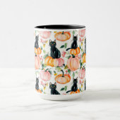 Black Cat & Pumpkin Fall Spooky Halloween Coffee Tasse (Zentrum)
