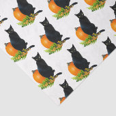Black Cat Pumpkin Ferns Tissue Paper Seidenpapier (Ausschnitt)