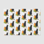 Black Cat Pumpkin Ferns Tissue Paper Seidenpapier (Vorderseite)