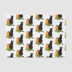 Black Cat Pumpkin Ferns Tissue Paper Seidenpapier
