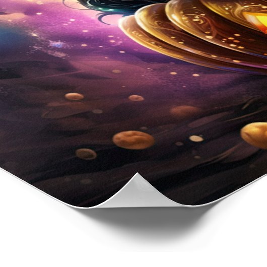 Black Cat Pumpkin Galaxy Poster (Ecke)