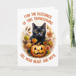 Black Cat & Pumpkin Greeting Card Dankeskarte