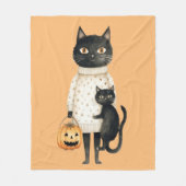 Black Cat & Pumpkin Halloween Fleece Blanket (Vorderseite)