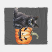 Black Cat & Pumpkin Halloween Fleece Blanket (Vorderseite (Horizontal))