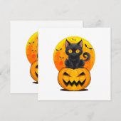 Black Cat Pumpkin Halloween-Kostüm Einladung (Vorne/Hinten)