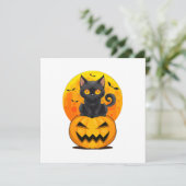 Black Cat Pumpkin Halloween-Kostüm Einladung (Stehend Vorderseite)