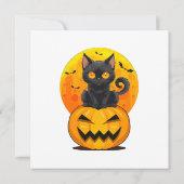 Black Cat Pumpkin Halloween-Kostüm Einladung (Rückseite)