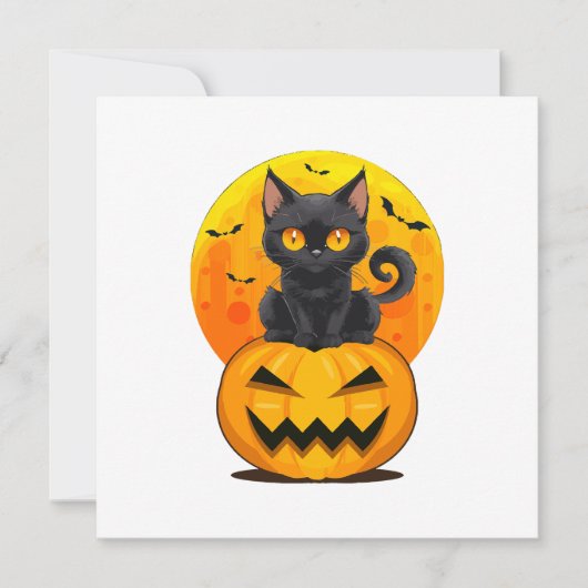 Black Cat Pumpkin Halloween-Kostüm Einladung (Vorderseite)