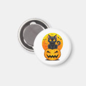 Black Cat Pumpkin Halloween-Kostüm Magnet (Vorderseite/Rückseite)