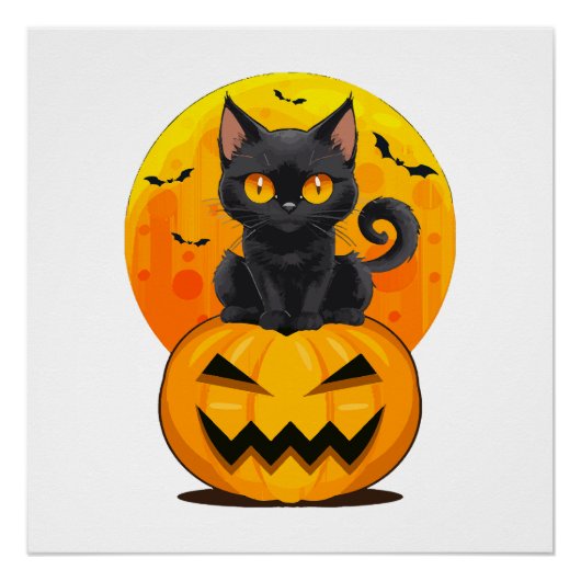 Black Cat Pumpkin Halloween-Kostüm Poster (Vorderseite)