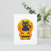 Black Cat Pumpkin Halloween-Kostüm Postkarte (Stehend Vorderseite)