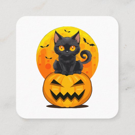 Black Cat Pumpkin Halloween-Kostüm Quadratische Visitenkarte (Rückseite)