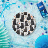 Black Cat Pumpkin Halloween Pappteller (Party)