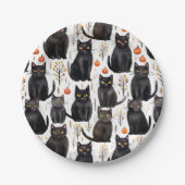 Black Cat Pumpkin Halloween Pappteller (Vorderseite)