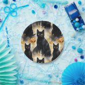 Black Cat Pumpkin Halloween Pappteller (Party)