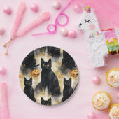 Black Cat Pumpkin Halloween Pappteller (Party)