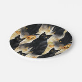 Black Cat Pumpkin Halloween Pappteller (Schrägansicht)