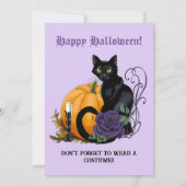Black Cat & Pumpkin Halloween-Party Einladung (Rückseite)