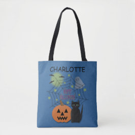 Black Cat & Pumpkin Halloween Trick oder Treat Tasche